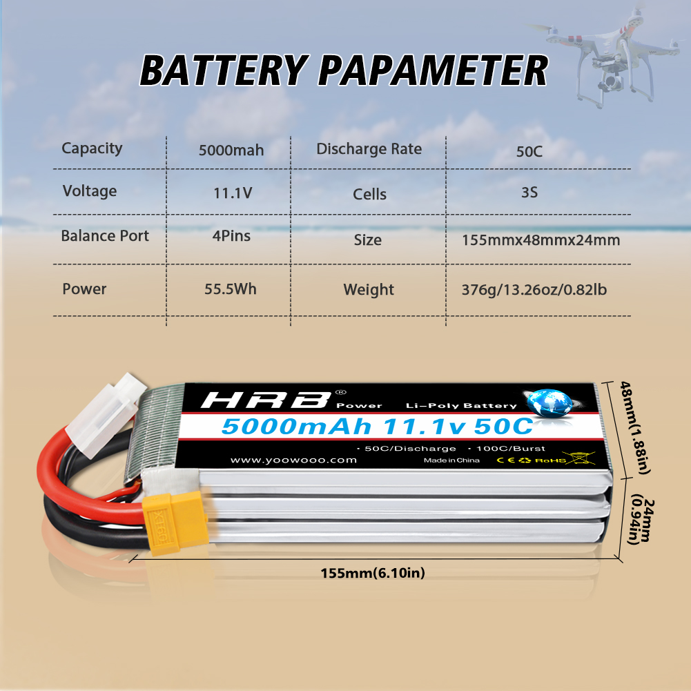 HRB Lipo Battery 2S 3S 4S 6S   - đánh giá và giá 6S Lipo Battery 22.2V 5000Mah